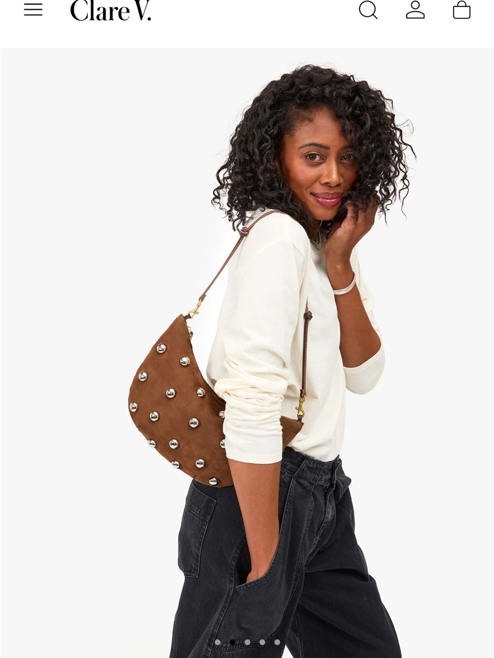 Clare V Lune Studded Shoulder Bag - Picture 2 of 11